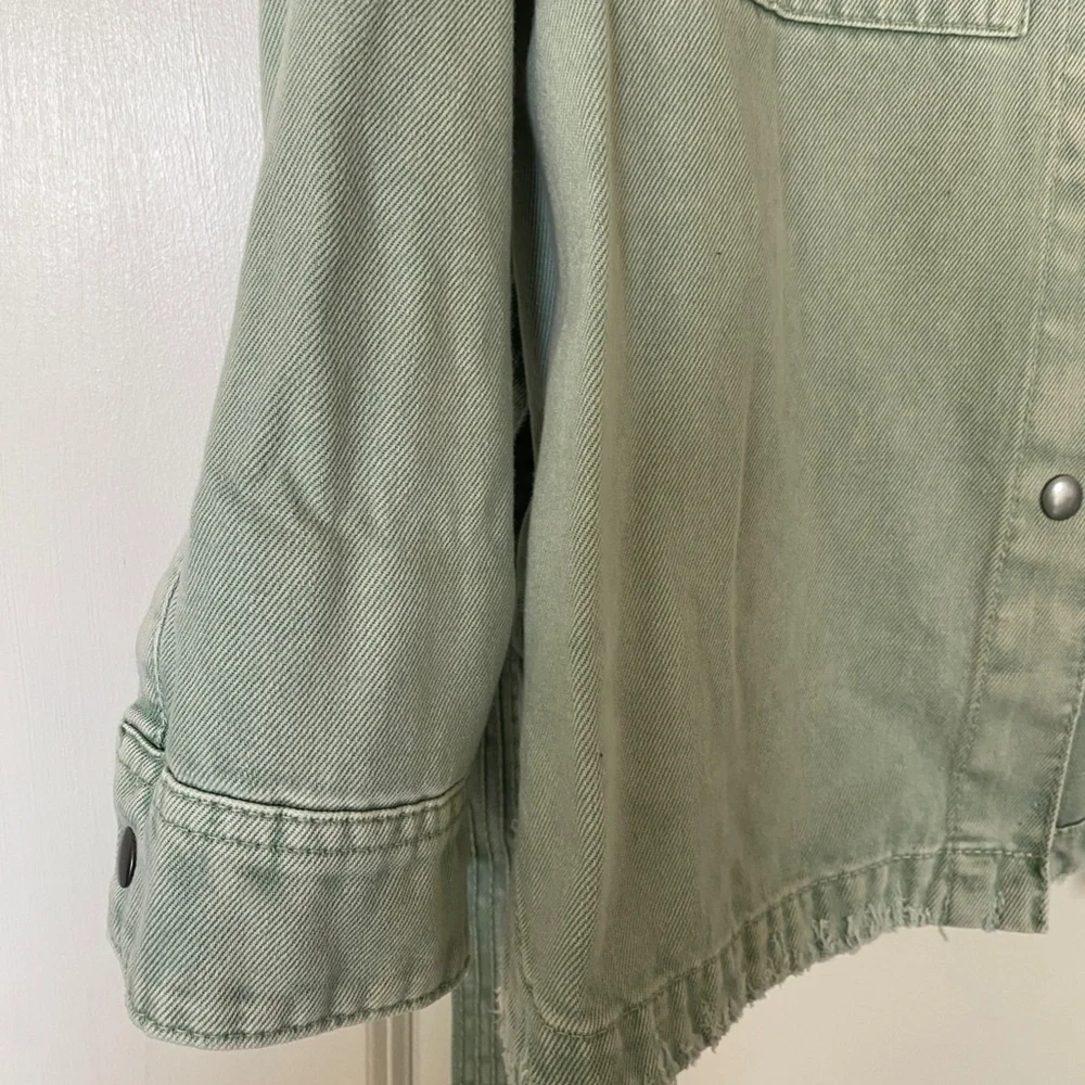 Zara Green Button-up Jean Jacket Womens Size S - Picture 4 of 5
